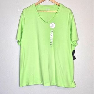 Kim Rogers Light Green Tee-Shirt V-Neck Short Sleeve Size XXL NWT